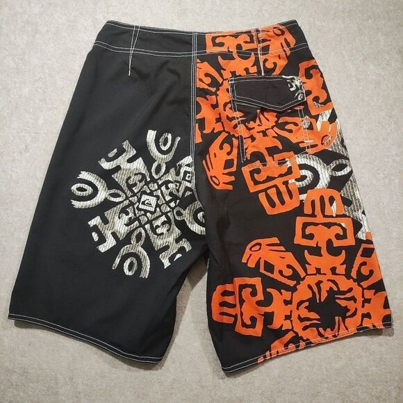 Quicksilver Men's Board Shorts Black and Orange Swim Shorts #2 - Picture 2 of 8